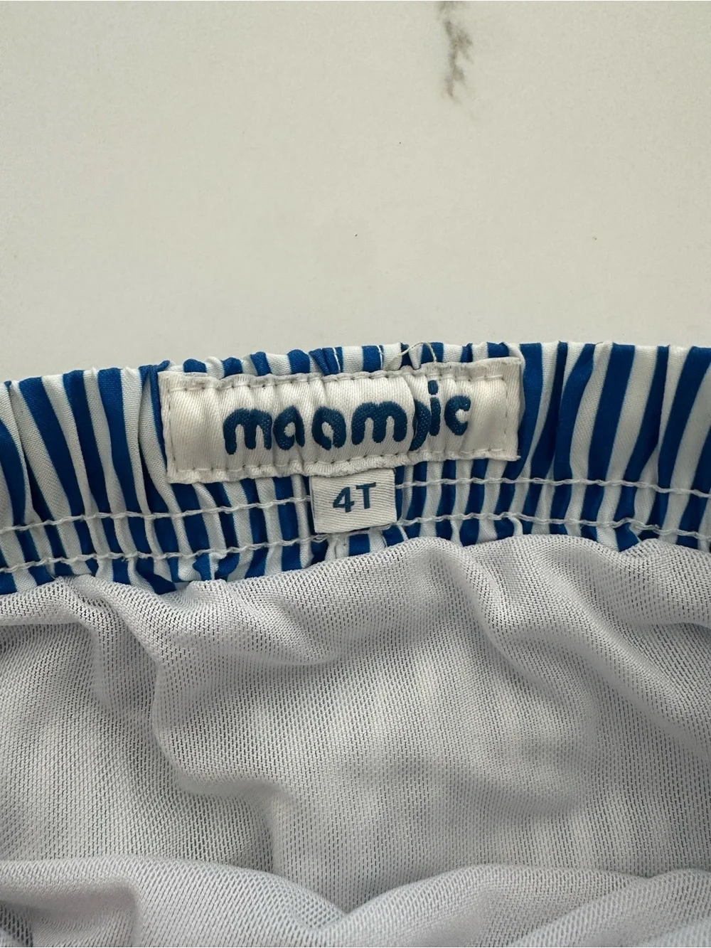 Boy Toddler Blue and White Striped Swim Shorts, 4T